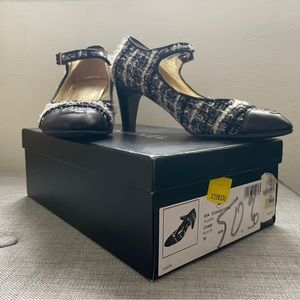 Chanel Mary-Jane Tweed Pumps 36